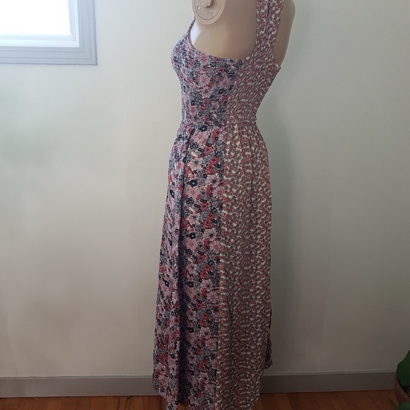 Japna Round Neck Sleeveless Racer Back Floral Maxi Dress Hook Eye Closure Sz XS - Picture 5 of 8